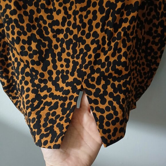 Diane Von Furstenberg Size 12 Cheetah Print Satin Midi Skirt Polka Dot Zipper - Picture 11 of 12
